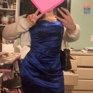 Emerald Sundae Blue Long Sleeve Cowl Neck Sheath Dress